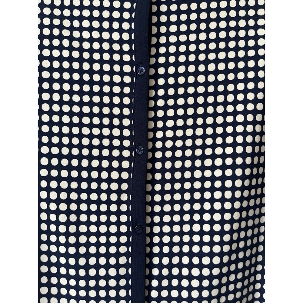 NWT Anne Klein Navy Ivory Polka Dot Button Back Blouse Top Medium - Picture 7 of 7